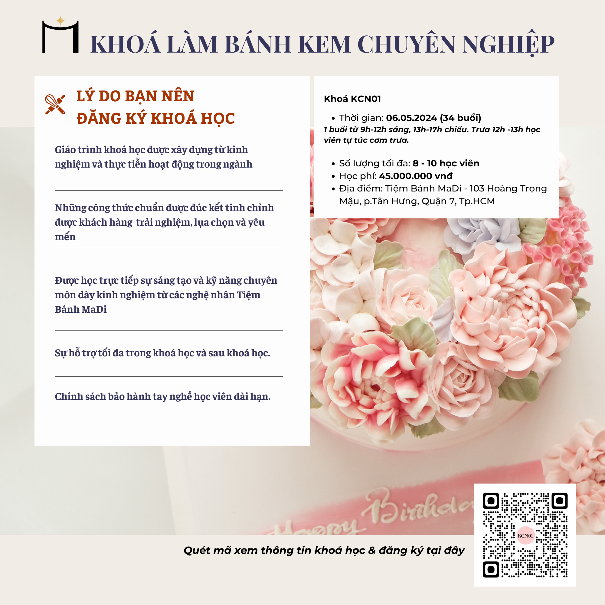 LÝ DO KHOÁ HỌC LÀM BÁNH KEM CHUYÊN NGHIỆP TẠI MADI NÊN LÀ LỰA CHỌN CỦA BẠN