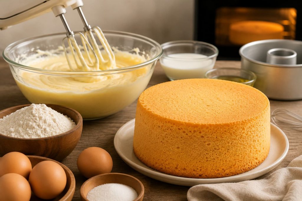 kết cấu bánh chiffon và bánh bông lan