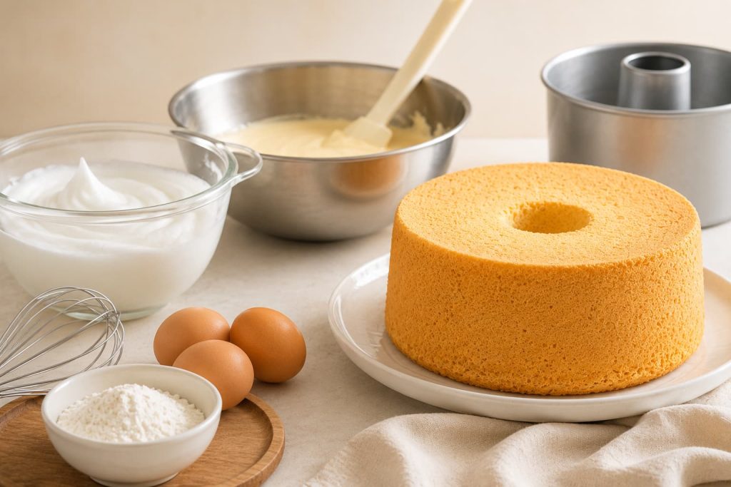 kết cấu bánh chiffon và bánh bông lan