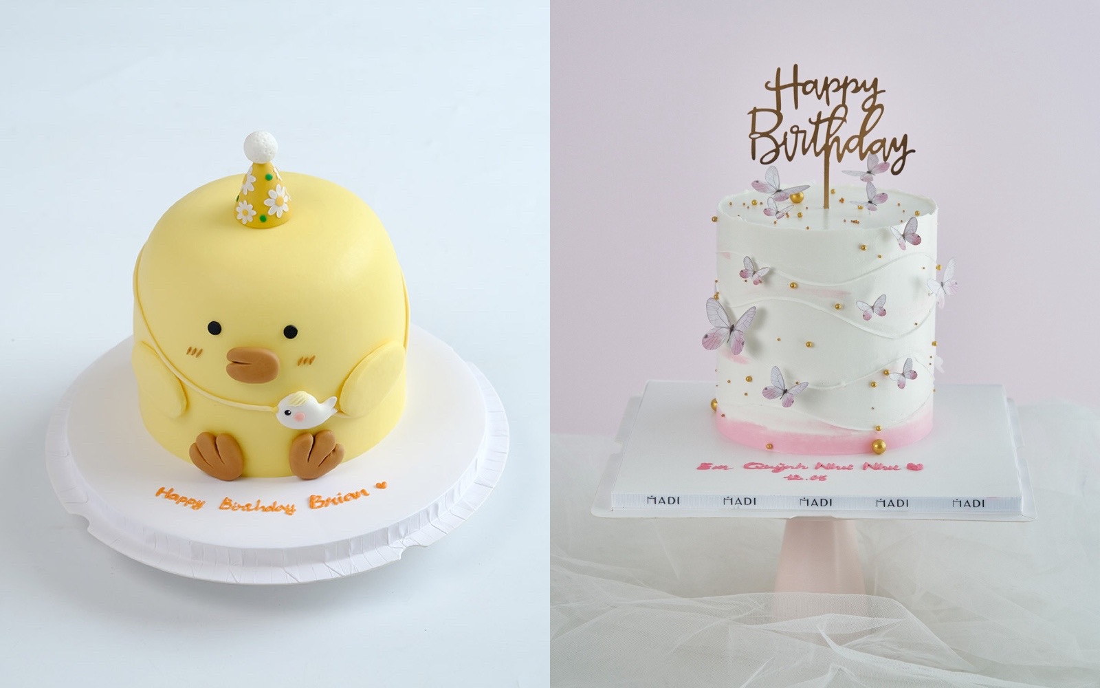 Bánh kem đầy tháng hướng tối giản, ít chi tiết fondant tại Tiệm Bánh MaDi