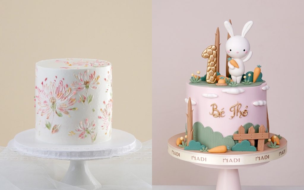Bánh kem thôi nôi em bé lớp kem bơ mềm mịn, phần bé một tuổi ăn được