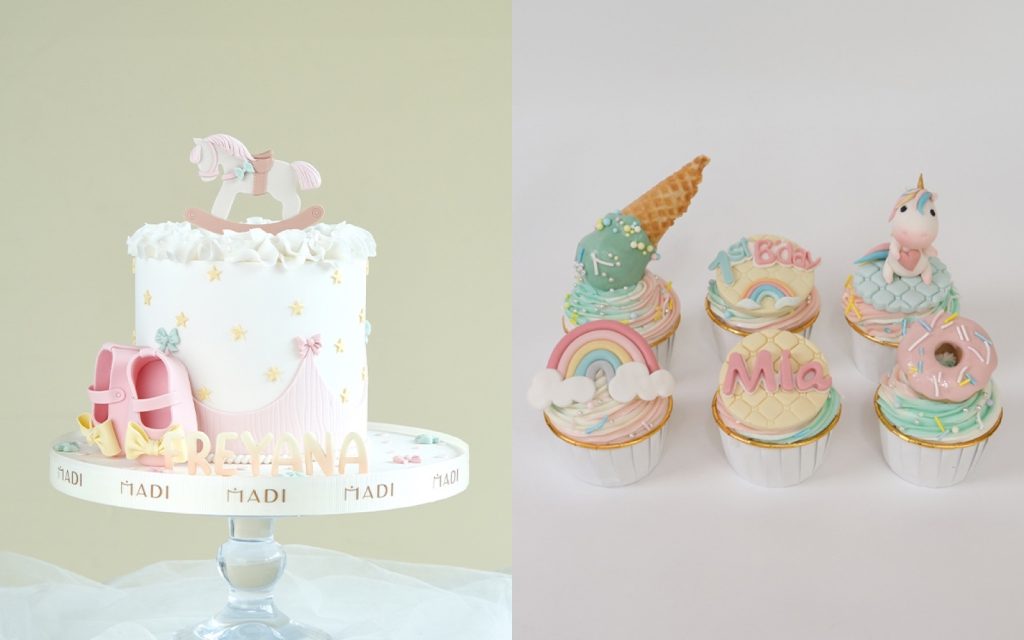 Bánh kem và cupcake tạo hình ngựa cho bé đầy tháng tuổi Bính Ngọ tại MaDi