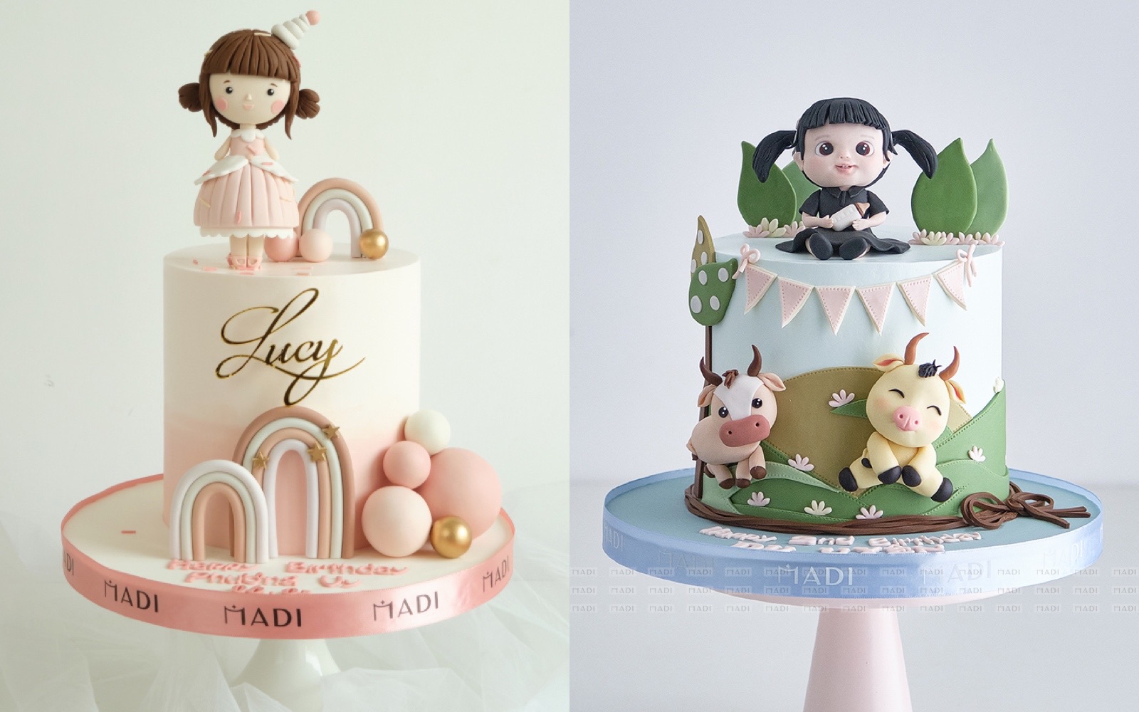 Hai mẫu bánh kem đầy tháng cho bé gái tạo hình búp bê tại Tiệm Bánh MaDi