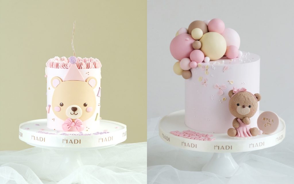 Bánh kem thôi nôi dễ thương tạo hình gấu bông quen thuộc với bé tại MaDi
