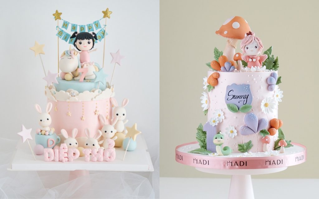 Bánh kem thôi nôi cho bé theo yêu cầu, thiết kế riêng theo chủ đề gia đình chọn
