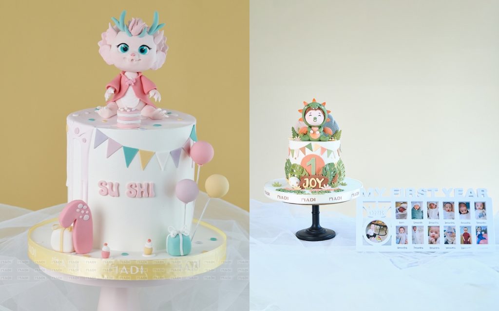 Hai mẫu bánh kem thôi nôi bé tuổi Thìn tạo hình bé rồng tại Tiệm Bánh MaDi