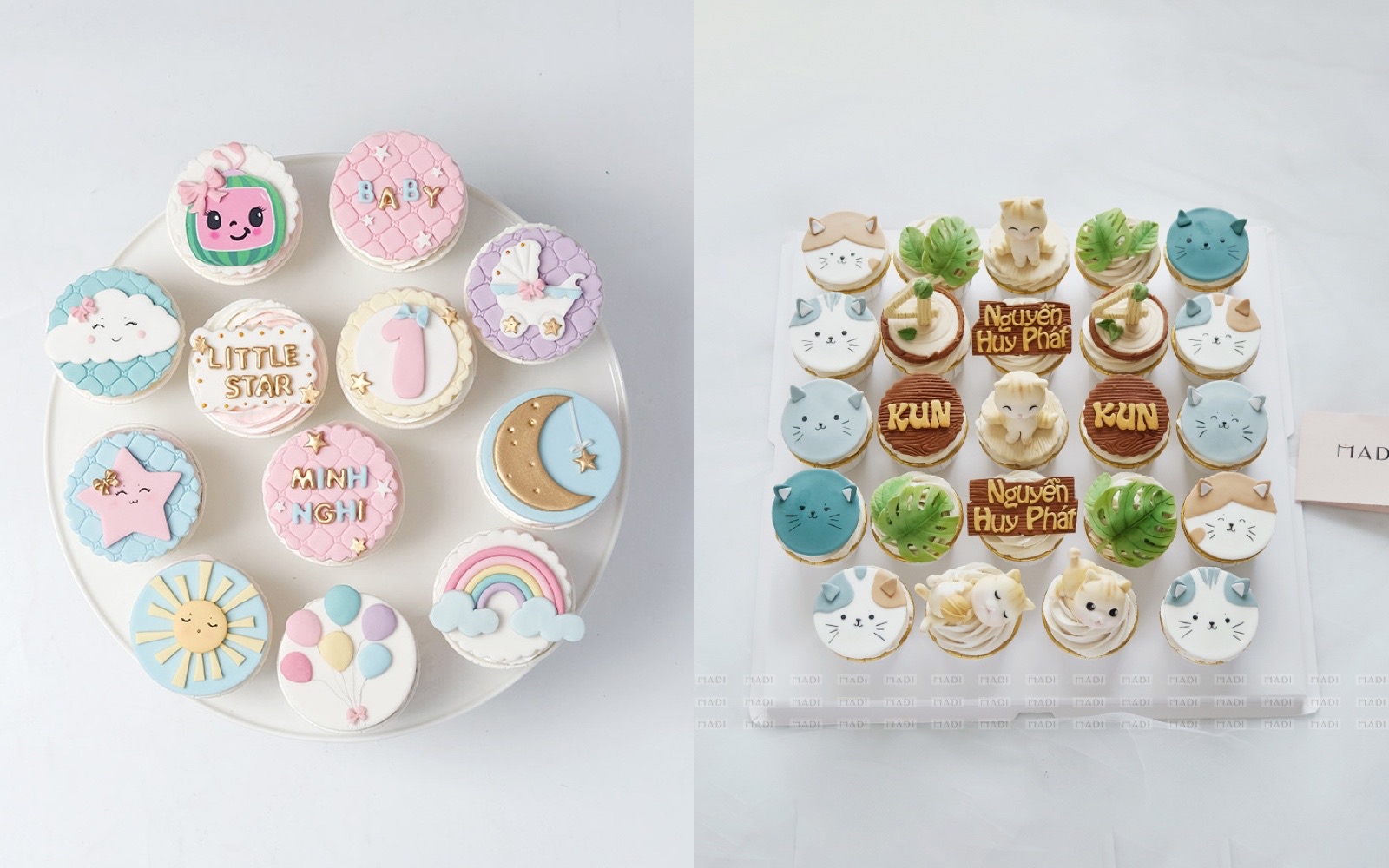 Set cupcake thôi nôi dễ thương tạo hình 2D, mỗi bé một phần không cần cắt chia