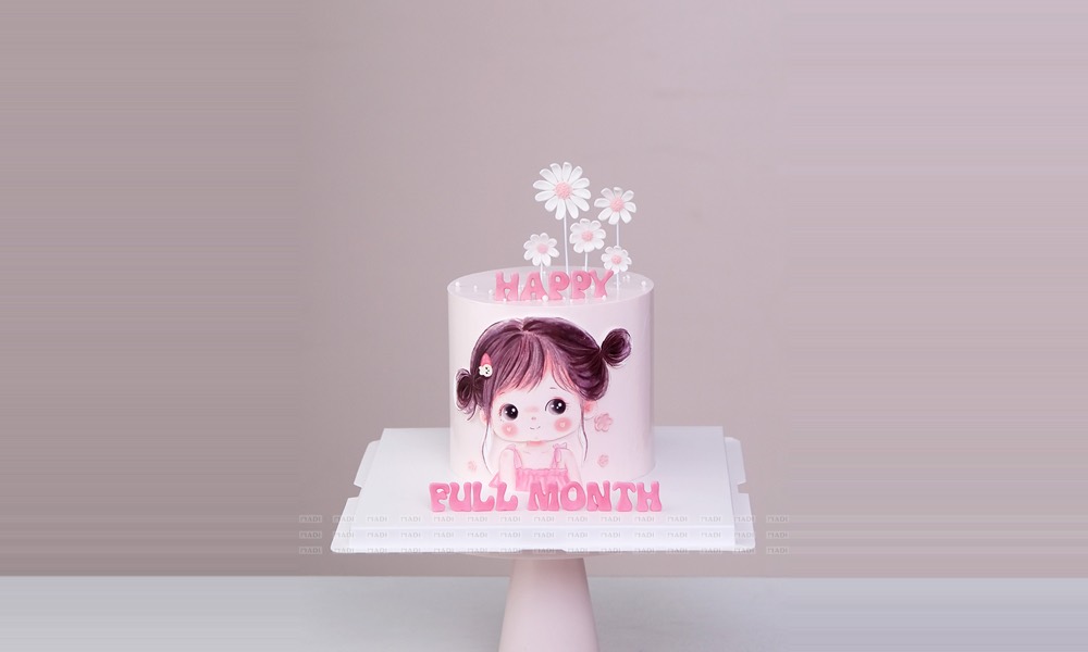 Bánh kem đầy tháng đường kính 16cm cho tiệc 6 đến 8 khách tại MaDi
