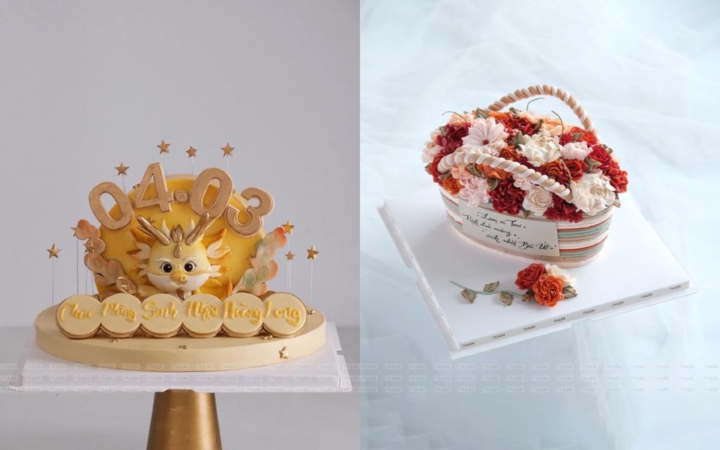 Bánh sinh nhật đặt theo yêu cầu dòng fondant tạo hình và dòng hoa kem bơ