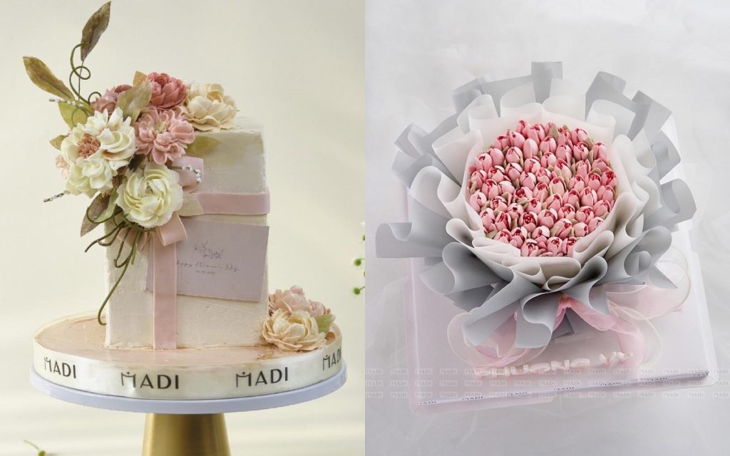 Bánh tặng thầy cô 20/11 dòng hoa kem bơ tông nhã size 16 đến 18 cm