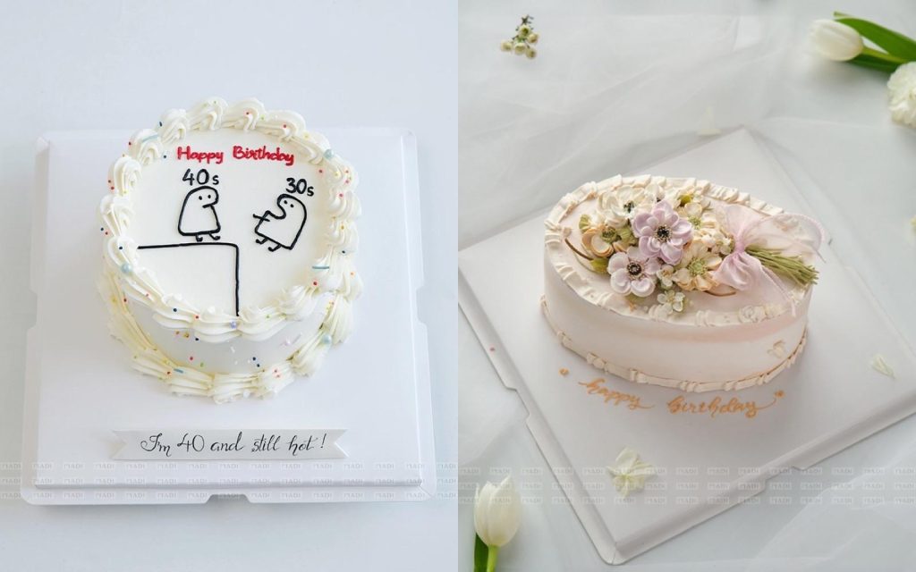 Hai mẫu bánh sinh nhật size 20 cm dòng kem trơn và kem sữa tươi tại MaDi