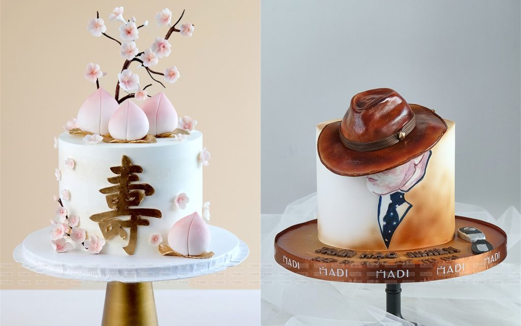 Bánh fondant mừng thọ và mẫu tặng sếp khổ 18 cm tại MaDi