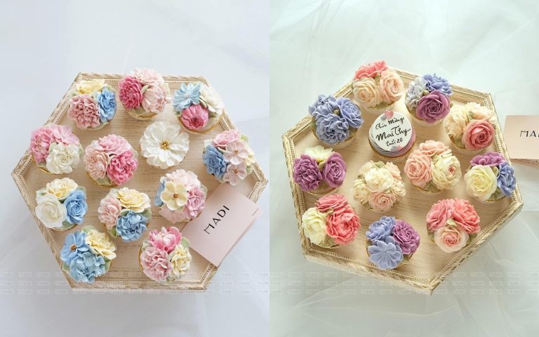 Set cupcake hoa kem bơ làm quà 20/10 cho đồng nghiệp nữ tại văn phòng