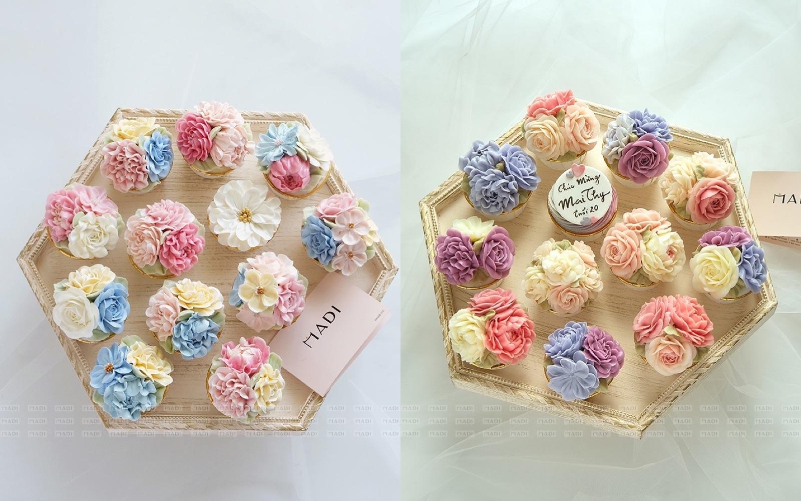Set cupcake hoa kem bơ làm quà 20/10 cho đồng nghiệp nữ tại văn phòng