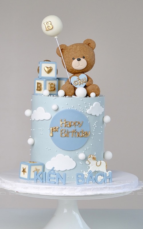 Bánh kem thôi nôi dễ thương tạo hình gấu bông size 16cm tại MaDi