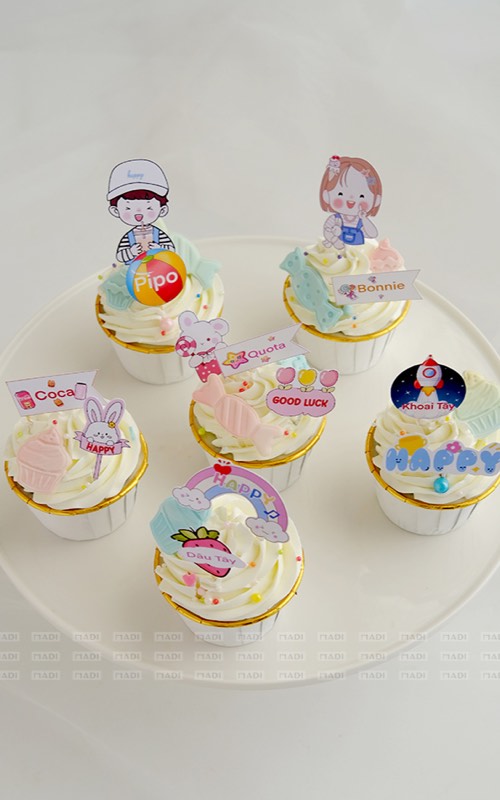 Set cupcake cho tiệc đầy tháng tại nhà không cần cắt chia tại MaDi