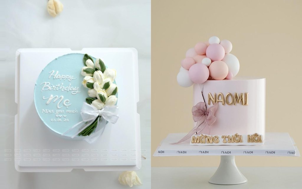Hai mẫu bánh một tầng cần kiểm tra hộp trước khi rời tiệm