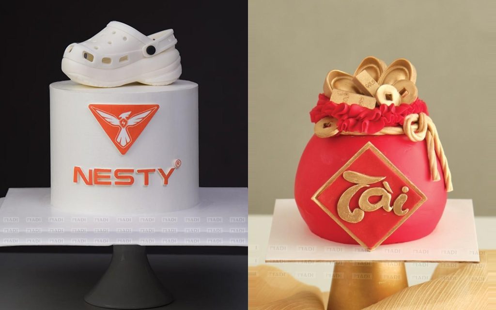 Year End Party là tiệc gì: bánh màu thương hiệu và bánh sắc xuân