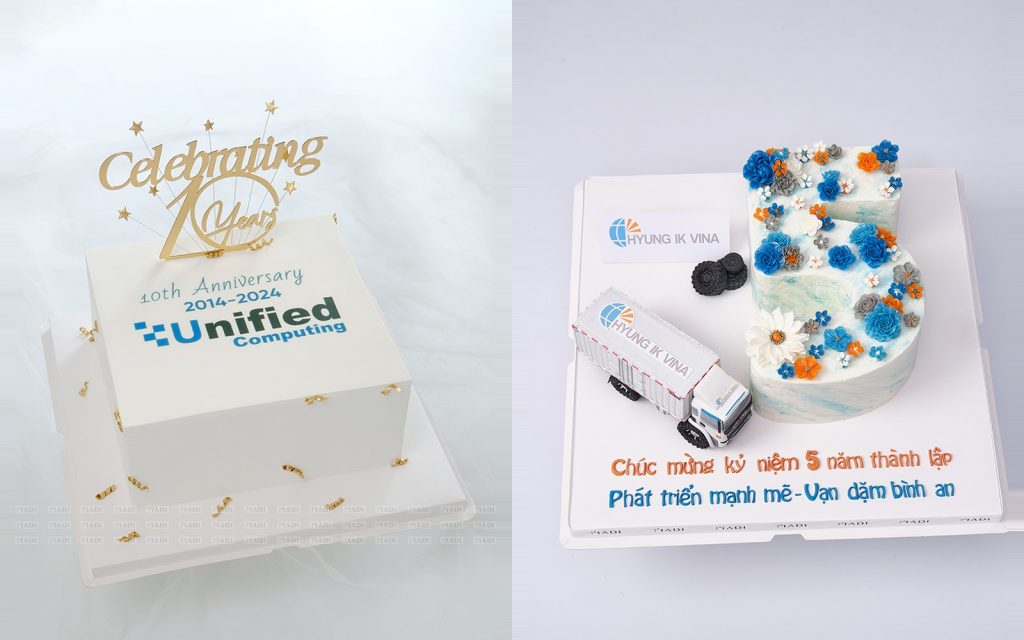 Hai mẫu bánh kỷ niệm cột mốc làm quà tặng đối tác nước ngoài