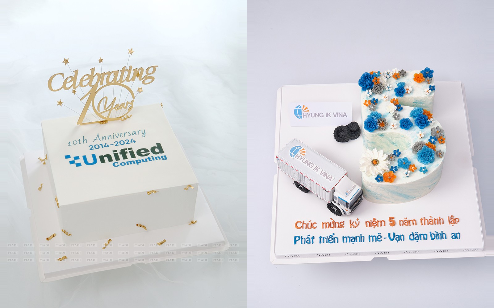 Hai mẫu bánh kỷ niệm cột mốc làm quà tặng đối tác nước ngoài