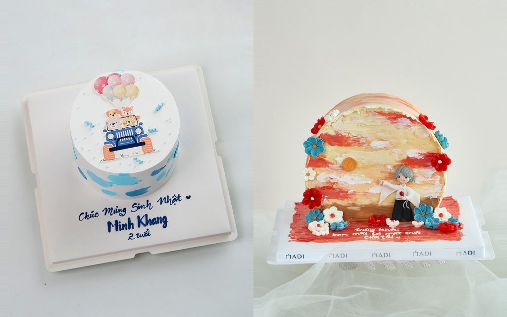 Hai mẫu bánh kem tươi, phần còn lại cần bọc kín khi cất lại